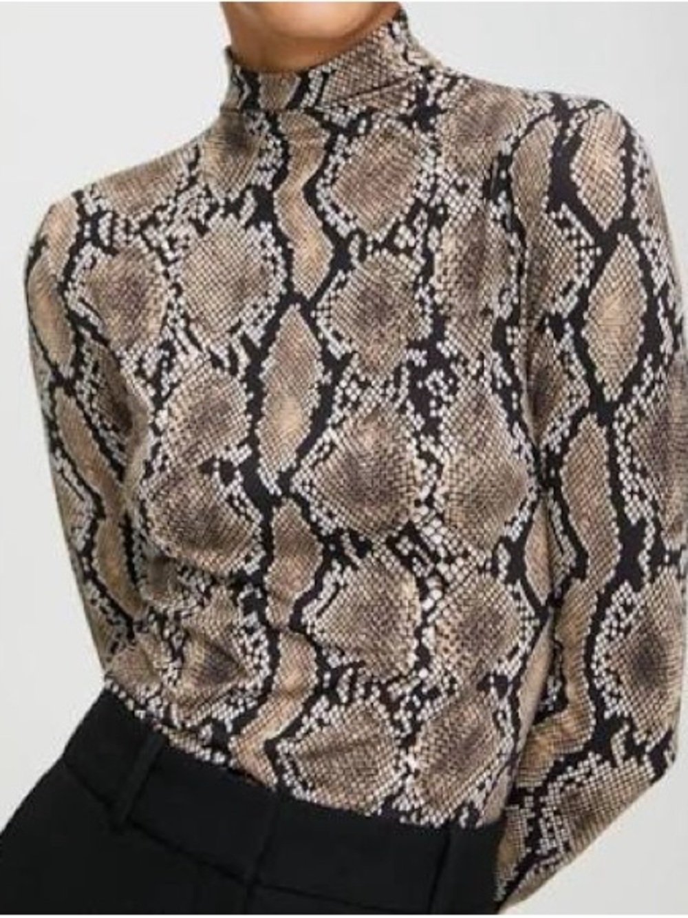 Baby on Aritzia m medium EUC Snake Print Mock Neck Long Sleeve Top - Brown/Black
